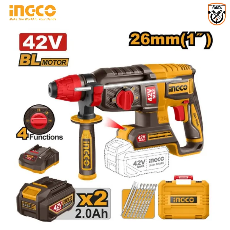 BRUSHLESS HAMMER DRILL 42V INGCO CRHLI422682