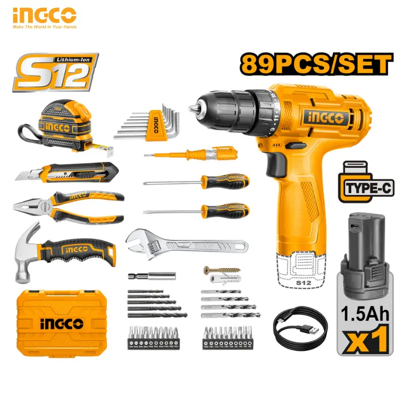 COFFRET PERCEUSE SANS FIL 12V AVEC ACCESSOIRES INGCO HKTHP10891