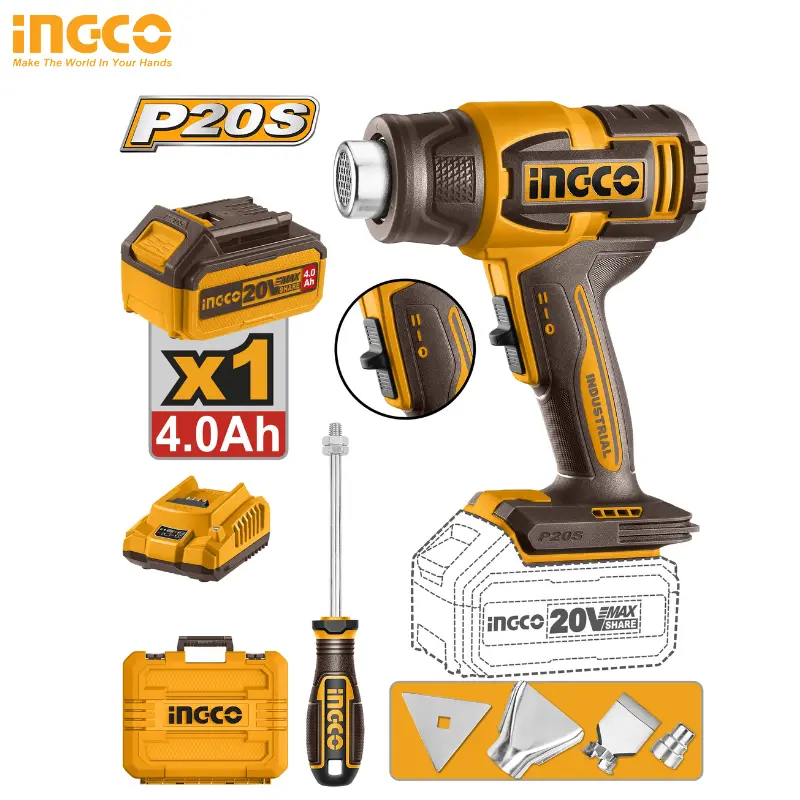 CORDLESS HEAT GUN INGCO 20V HGLI20065