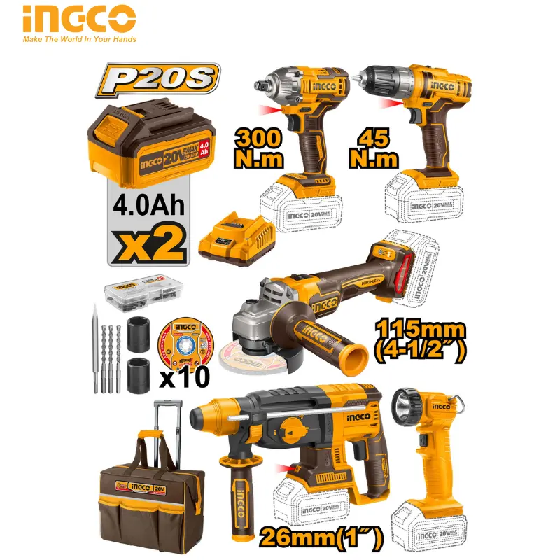 PACK 5PCS 20V BRUSHLESS INGCO CKLI2019