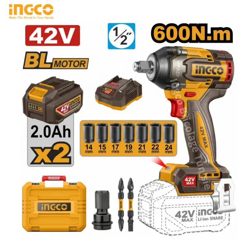 CLÉ À CHOC SANS FIL 42V INGCO CIWLI42602