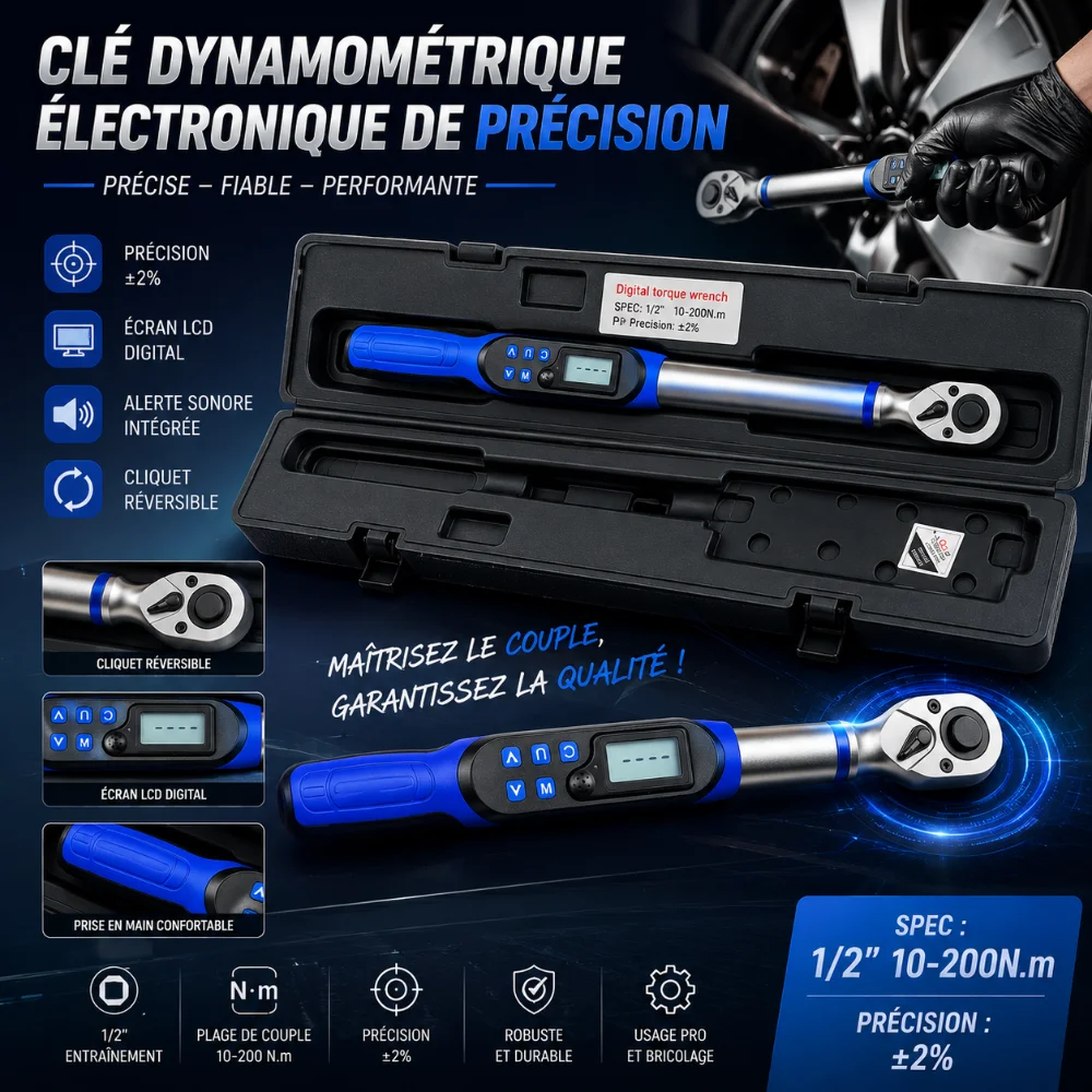 CLÉ DYNAMOMÉTRIQUE ÉLECTRONIQUE DE PRÉCISION