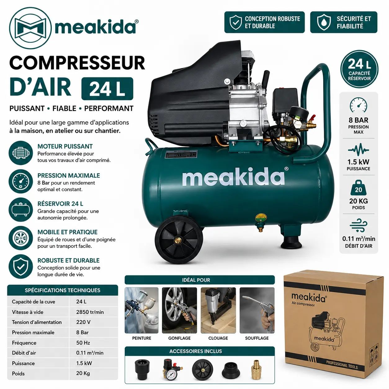 COMPRESSEUR MEAKIDA 24 L