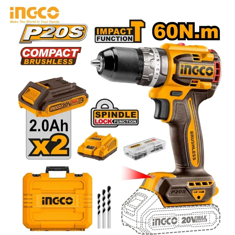 VISSEUSE 20V 2 BATTERIE 60 N.M BRUSHLESS CIDLI20602