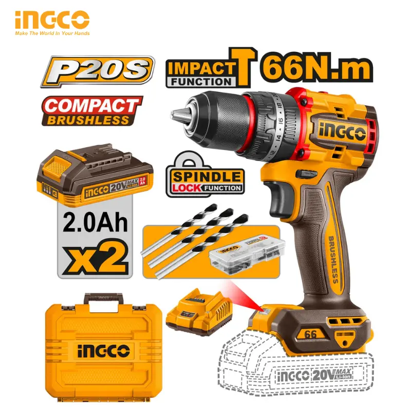 VISSEUSE 20V 2 BATTERIE BRUSHLESS 66N.M CIDLI20668