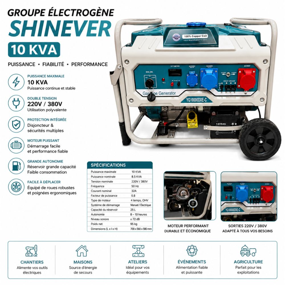 GROUPE ELECTROGENE SHINEVER 10 KVA