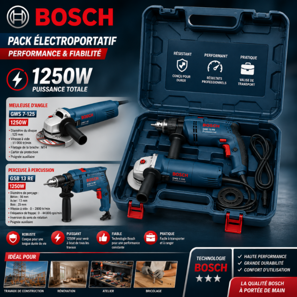 [1MMT17-1] PACK BOSCH AVEC VALISE 1250W 1MMT17-1