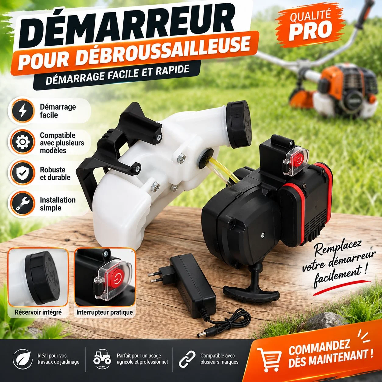 [1MMT10-3] DÉMARREUR POUR DÉBROUSSAILLEUSE 1MMT10-3