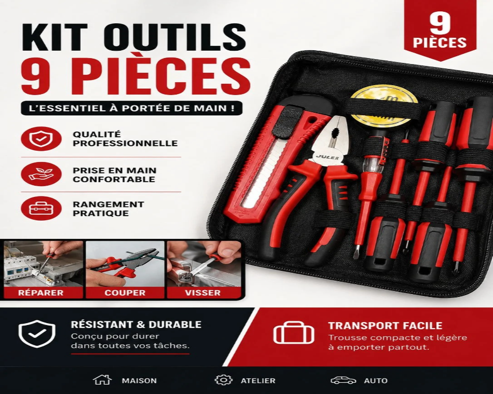 [1MMT8-2] KIT OUTILS 9 PIÈCES 1MMT8-2
