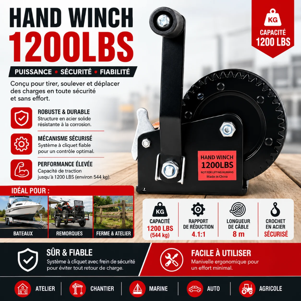 HAND WINCH 1200LBS 1MMT15-9