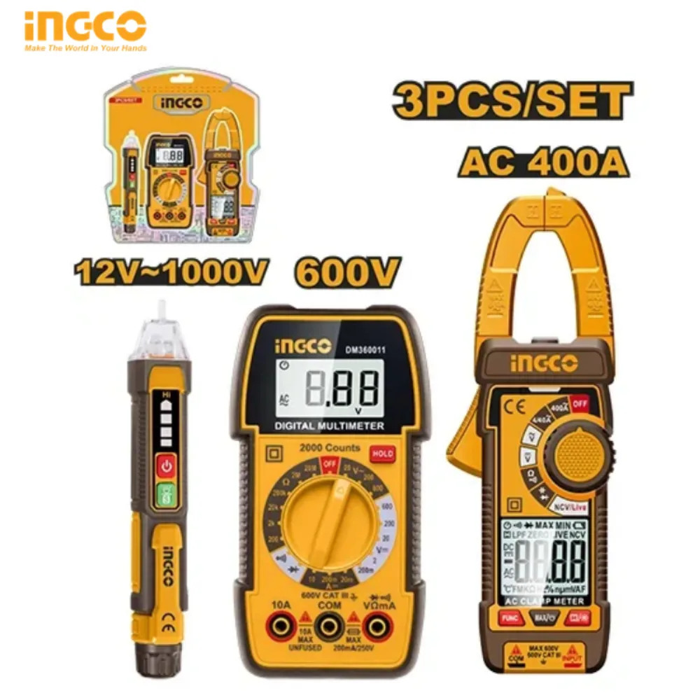 KIT DE TEST ÉLECTRIQUE 3 PIÈCES INGCO DM3069
