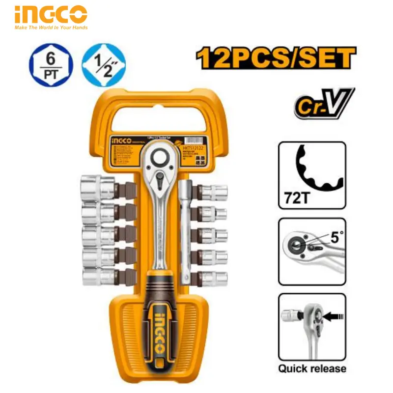 JEU DE 12 DOUILLES 1/2" INGCO  HKTS12122