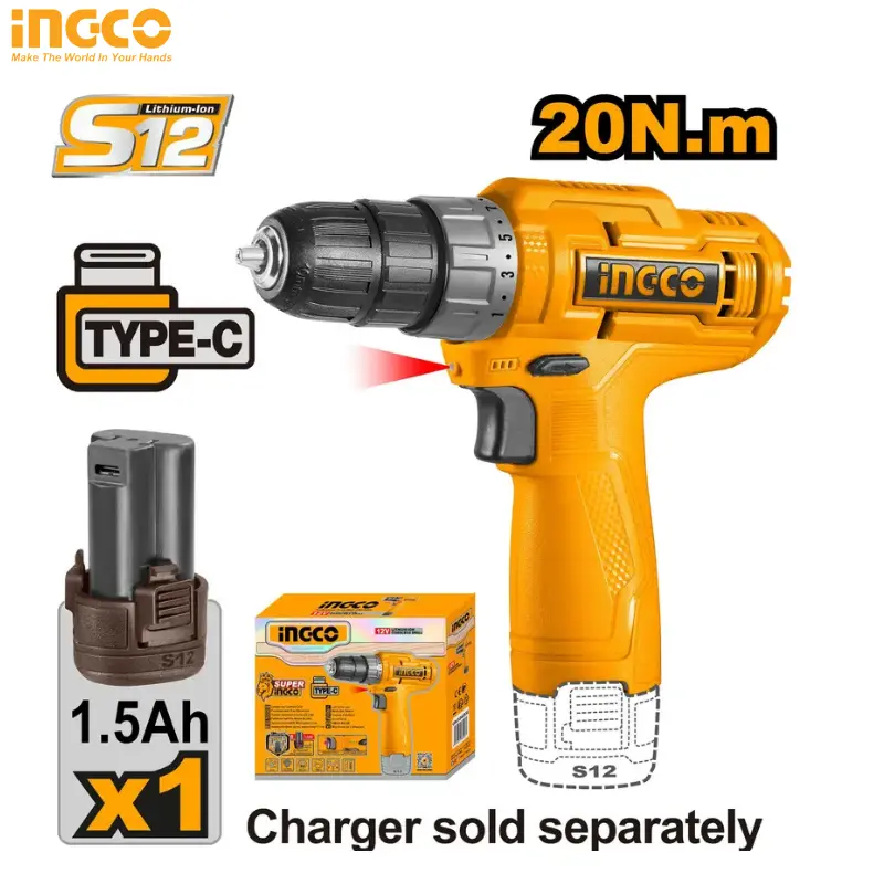 VISSEUSE INGCO 12V 1-BATTERIE STILO CDLI12456